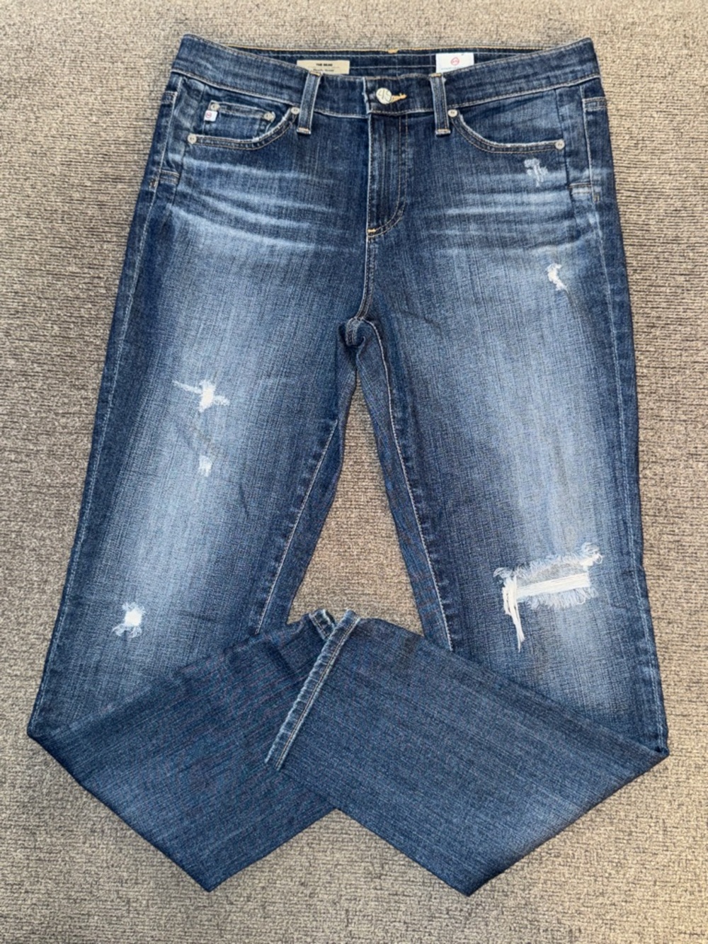 AG Adriano Goldschmied Women's Indigo Distressed Skinny Jeans